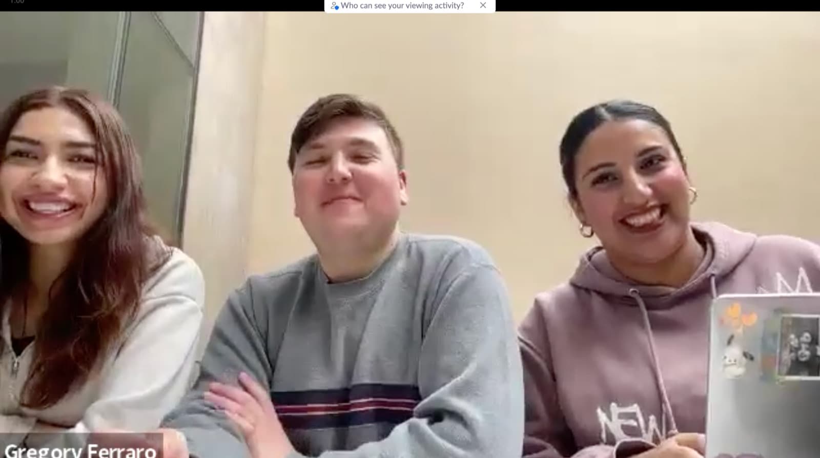 Ariana Rodriguez, Gregory Ferraro and Briana Mendoza during the interview