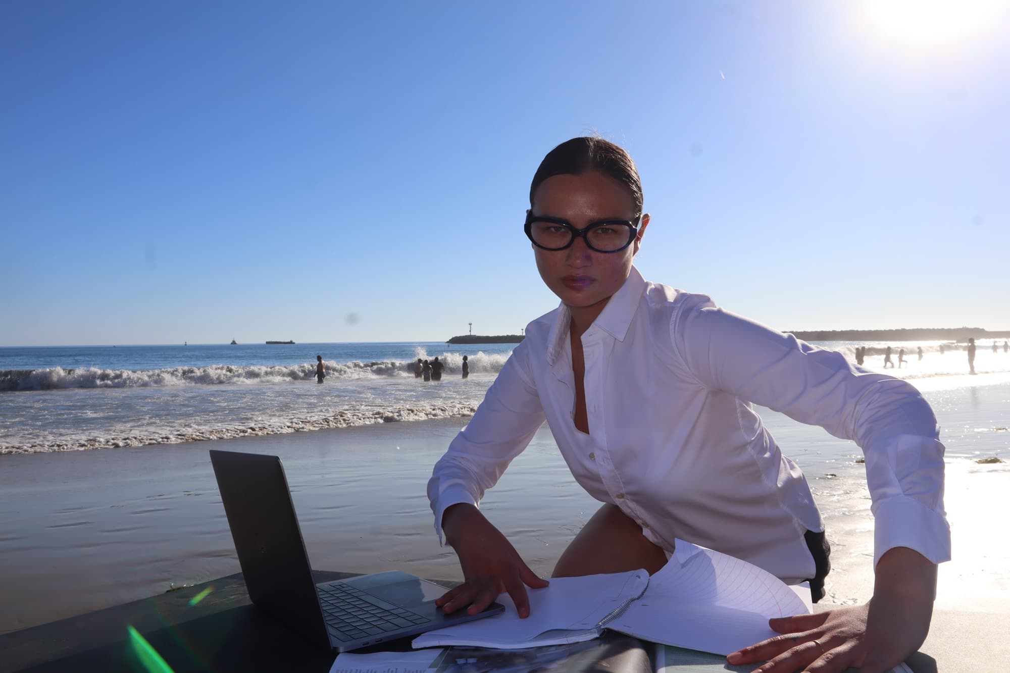 Alyssa Lowry on the beach, frame 7