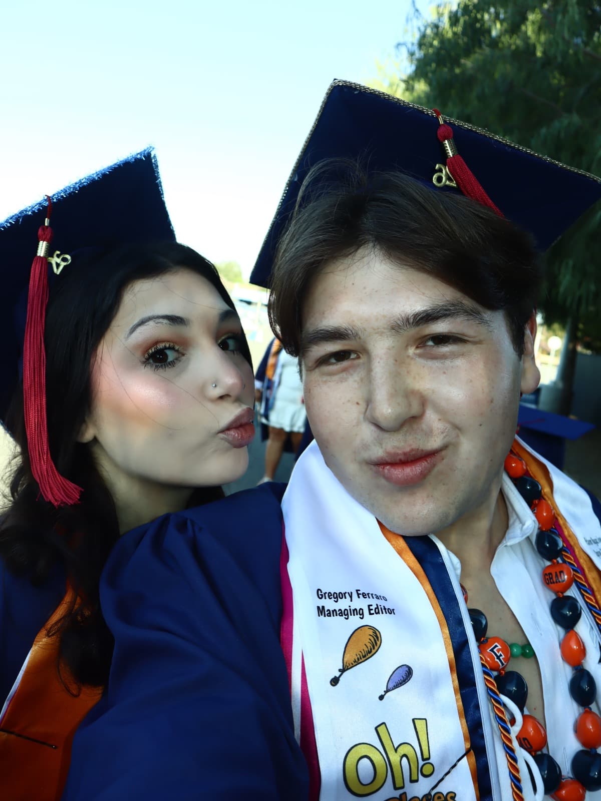 Leah Korenberg and Gregory Ferraro before commencement